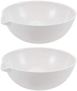 uxcell Evaporating Dish Basin High-Temperature Resist Porcelain 60ml Round Form with Spout 2pcs for Lab Supply Heating Liquid Scientific Teaching Experiments