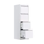 SUPEER Metal Vertical File Storage Cabinet with Lock,4 Drawer File Cabinet, Office Home Steel File Cabinet for A4 Letter/Legal Size, H133cm*W38cm*D45cm, Assembly Required (White)