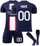 Custom PSG Soccer for Jersey Kids Jersey Set Custom Number Name Football Jersey Kids/Adult Soccer Fan Gift Sportswear (Blue)