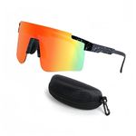 swanoble UV400 Youth Sports Sunglasses for Baseball Cycling,for Boys Girls Softball,Golf,Teen Tennis Shades SK0666, Black Framed/Orange Lens