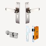 DORSET HALE Mortise lockset with Key & Knob | Mortise Door Lock Set with 8 inch Handle | 2 Handle Sets, 1 Lock, Cylinder and Keys | Lockset for House, Hotel and Office