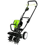 Greenworks TL80L00 10-Inch 80V Cordless Tiller Cultivator, Battery Not Included, Green