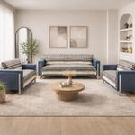 The Furnishers Elegant Woven Grey Sofa Cover – Soft Chenille Traditional Pattern with Lace Style | L-Shape Sectional Seat Protector for Living Room | Durable & Stylish Slipcover 7 Seater Sofa Cover