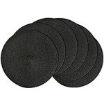 Black Round Placemats, 14.17 Inch Table Mats Set of 6, Washable Place Mats Heat Resisitant Table Placemats for kitchen Indoor Outdoor Home Restaurant