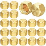 Hicarer 100 Pcs 3/8 Inch Brass Compression Cap Stop Valve Cap Flare Tube Gas Line Cap Pipe Fittings Brass Compression Fitting