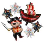 Atpata Funky Pirate Captain Ship theme Foil Balloons for Kids Birthday Party Decoration (Pirate Set)