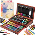 Art Set, 146 Piece Deluxe Wooden Art Supplies Crafts Painting Kit with 2 Sketch Pads, Includes Crayons, Colored Pencils, Oil Pastels, Creative Gift for Teens, Beginners Girls Boys