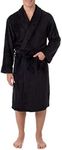IZOD mens Comfort-soft Fleece Robe - Drop Needle, Black, One Size