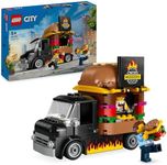 LEGO City Burger Van 60404 Food Truck Toy for 5 Plus Year Old Boys & Girls, Vehicle Building Toys, Kitchen Playset with Vendor Minifigure and Accessories, Imaginative Play Set for Kids