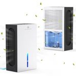 HANNEA® Dehumidifier for Room Moisture Control Dehumidifier for Bedroom Closet Cloakroom or Small Spaces up to 500 sq ft Daily Extraction 0.6-1.1L with 2.4L Water Tank 2 Modes and Drainage Hose