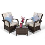 Giardino Arizona 2 Seat Garden Lounge Chair Set with Table & Outdoor Furniture Cover Patio Conservatory Furniture (Assembled) (Brown)