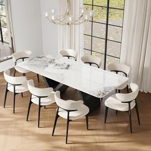 FHKJ Wooden Dining Chair Set Modern Kitchen Side Chair Wooden Chair Set Contemporary upholstered Dining Chairs with Thick Cushions paired with Sturdy Legs, Suitable for Dining Rooms and Kitchens. (8)