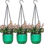 Josteve 4.5 Inch 3 Pcs Self Watering Hanging Planter Indoor Plant Hanging Pots Drainage Holes, Outdoor Small Hanging Planters Flower Pot Basket, Visible Water Level, Plant Hanger Home Decor, Gardening