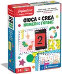 Clementoni 16727 Sapientino Game and Create Puzzle Stencils Educational Game for Learning Numbers Children 3-6 Years Made in Italy, Multi-Colour, Medium