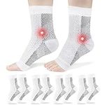 ACWOO Plantar Fasciitis Socks, 4 Pairs Neuropathy Socks Ankle Compression Socks for Women Men, Breathable Anti-Slip Ankle Support Brace Wide Calf Compression Socks for Pain Relief, Flying, Running