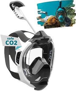 Khroom Máscara de esnórquel para Adultos y niños - Seaview Y | Sin Problemas de CO2 | Máscara Completa para Snorkeling| Equipo de Snorkel con máscara Integral Completa para Adultos (S/M Blanco)