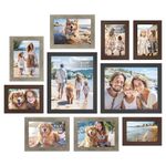 SONGMICS Collage Picture Frames, Set of 10 Photo Frames, Collage Frames, Clear Glass Front, Maroon Brown, Heather Greige, Ash Black URPF010K03