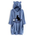 SMSCHHX I Do What I Want Cat Graphic Women Sweatshirt Long Sleeve Pullover Hoodies Tops for Girls Teens Blue