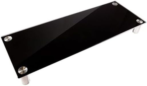 Monoprice Large Multimedia Desktop Stand, Black Glass 30.8" x 11.0" - Stand & Riser, Laptop Stand, Desktop TV Stand, Dual Monitors w/Height Adjustable Legs - Workstream Collection