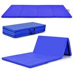 COSTWAY Gymnastics Exercise Mat, 8FT x 4FT Tumbling Mats with High Density 5cm Thick Foam, Carry Handles, Folding Fitness Floor Mat for Yoga Pilates (Navy Blue)