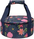 JLDTOP Round Insulated Pie Carrier Portable Food Cake Transport Lunch Bag for Potlucks Picnics Parties Gathering Outdoor Events Travel (Blue Floral)
