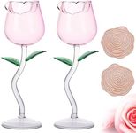 INFTYLE Rose Wine Glasses Set of 2 Creative Wine Goblet Champagne Flutes Classy Red Wine Glass, Ideal Gifts for Housewarming, Wedding, Birthday Celebrations