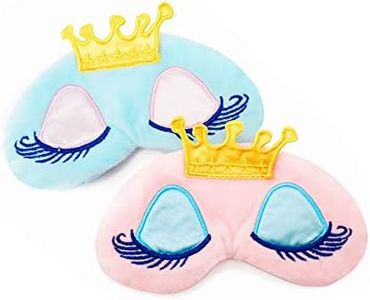 Cute Princess Crown Sleeping Eye-Shade for Girl, Travel Beauty Cartoon Cotton Blindfold Nap Cover Kid Sleeping Mask（Pink, Light Blue）