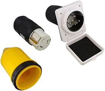ABN 50 Amp Generator Inlet Box for Outdoors - 125/250V Marine Male Inlet Socket Box - Shore Power Inlet with Connector, Cover, and Ring for RV Camper Trailer