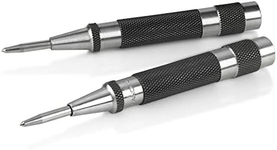 Heavy Duty Automatic Center Punch with Hardened Steel - Pack of 2 Premium Universal Metal Hand Tool for Machinists and Carpenters Spring Loaded with Adjustable Knurled Cap and Hard-Shell Carry Case