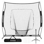 BALWONER 7 x 7 ft Baseball Softball Practice Net Set with Tee and Carry Bag for Batting Hitting and Pitching Black