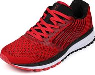 WHITIN Mens Running Trainers Women Walking Shoes Size 9 Antislip Gym Sports Mans Fitness Lace up Athletic Tennis Casual Sneakers Red EU 43