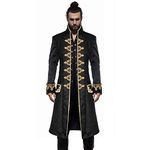 FunParrot Men's Steampunk Vintage Tailcoat Jacket Gothic Victorian Frock Coat Uniform Halloween Costume, Black, Medium