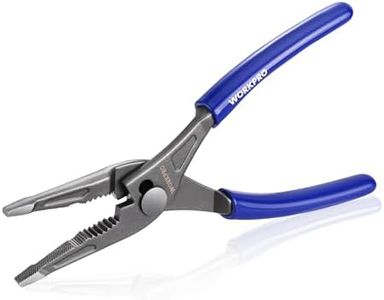 WORKPRO Long Nose Slip Joint Pliers, 8'' Needle Nose Pliers with Comfortable Grip Handles, 3-Zone Serrated Jaw Forged from Premium CR-V Steel for Clamping, Tightening and Loosening