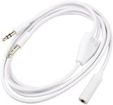 BRIEFCEC Headphone Splitter Mic Cable, Audio Mic 2 in 1 Cable, Headset 3.5mm Female to 2 Dual Male Microphone Audio Stereo Jack Earphones Port to Gaming Speaker PC Adapter (White, 150CM)
