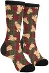 LUMANSITTER Green And Red Buffalo Plaid Goldendoodle Golden Retriever Dog Novelty Fun Crew Socks Fashion Comfortable Men And Women Crazy Dress Socks