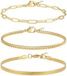 Reoxvo Dainty Gold & Silver Chain Jewelry Bracelets Set for Women 14K Plated Layered Stack Adjustable Bracelet Trendy green