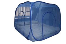 Sukoon Double Bed Foldable Mosquito Net | Nylon 60GSM Strong Net | 6ft X 6.5ft Tent Type Square Pattern | Four Side Doors | Portable Mosquito net for Bed | Spring Metal Wires | Indoor Use. (Blue)