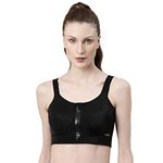 Enamor SB29 Front Open Bounce Control High-Impact Sports Bra for Women- Full Coverage, Padded and Wirefree(SB29_BLACK_36Z)