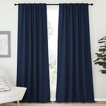 NICETOWN Vertical Blinds Window Curtain Panels - (Navy Blue Color) 70 by 95 inches, Set of 2 Panels, Energy Saving Blackout Curtains for Hall Room