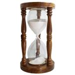 NEO CLASSIC Vintage Style Sheesham Wood Sand Timer Sand Glass Hour Glass Sand Clock Ideal for Exercise Making Tea 12 inch, 30 Minutes (White)