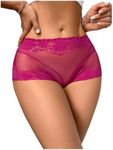 Milumia Women Sexy Mesh Sheer Low Rise Boyshorts Underwear Full Coverage Briefs Hot Pink X-Large