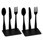 LdawyDE Book Ends, 2 Metal Bookends Desk Novelty Cutlery Book Ends Non Skid Book Holders Supports for Shelves Bookshelf Book Stopper for Home School Office Library Kitchen,Black