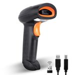 Helett® HT20 Wireless 2.4GHz 2D & 1D Barcode Scanner(QR Code & Barcode)Wireless &Wired(Charging Battery)Connectivity |Induction Scanning|Ideal for Retail Shop & Supermarket|Strong ABS (1Year Warranty)