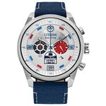 Citizen Star Wars Mens R2-D2 Eco-Drive Watch 45mm Silver-Tone Stainless Steel Case Blue Cordura® Strap with Silver-Tone Dial (CA4219-03W)