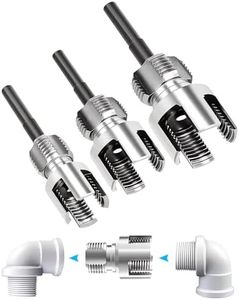 4 in 1 Water Pipe Wrench, Pipe Tapping and Threading Tool Carbon Steel Dual-Function Internal & External Pipe Threader for 1/2", 3/4", 1" Sizes PVC Pipes Suit for All Electric Drills (1"+1/2"+3/4")