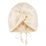 OLESILK 22 Momme Silk Hair Bonnet for Sleeping, 100% Mulberry Silk Hair Wrap for Curly Hair, Sleep Cap for Women, Champagne