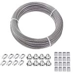 TooTaci T316 Stainless Steel 1/8" Cable Wire Rope,50ft Sun Shade Sail Cable Wire Hardware Kits with Cable Clamp,Sun Shade Cable Wire for Patio Shade Sail,Triangle/Rectangle Sun Shade Sail Fixing