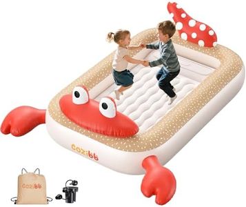 CoziBB Inflatable Toddler Travel Bed, Portable Travel Bed with Flocked Mattress, Built-in Pillow & Carry Bag, 4 Side Safety Bumpers for Toddlers-Hermit Crab