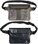 Freegrace Waterproof Pouches Set with Waist/Shoulder Strap - Keep Your Phone and Valuables Dry and Safe - Waterproof Dry Bags for Boating Swimming Snorkeling Kayaking Beach Water Parks Pool Fishing, Women's, Men's,Unisex, Perfect for Boating Swimming Snorkeling Kayaking Beach Water Parks (Black & Gray), Grey Black Waist Pouch, Grey/Black, Large