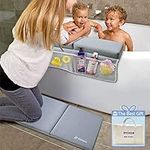 Bath Kneeler,Bath Kneeler with Elbow Rest Pad Set-1.5 Inch Thick Quick Drying Baby bathtub Bath Kneeling Pad and Elbow Rest with Toy Organizer (Gray).